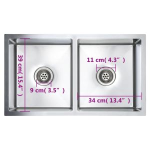 Ръчно изработена кухненска мивка, неръждаема стомана