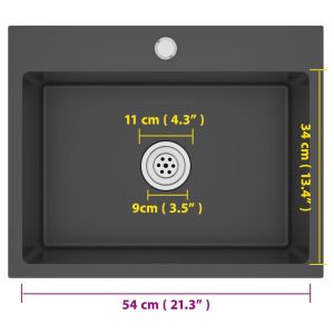 Ръчно изработена кухненска мивка, черна, неръждаема стомана