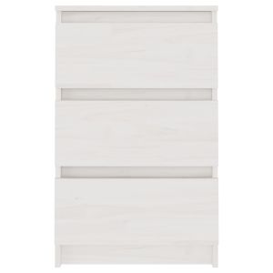 Нощни шкафчета, 2 бр, бели, 40x29,5x64 см, борово дърво масив