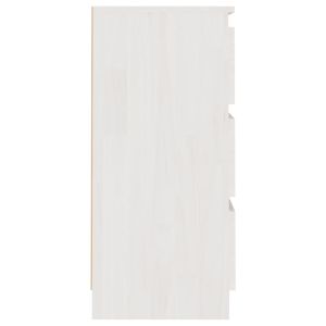 Нощни шкафчета, 2 бр, бели, 40x29,5x64 см, борово дърво масив