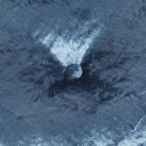 Кръгъл пуф, кадифе, 40x20 см, син