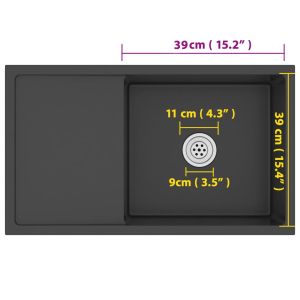 Ръчно изработена кухненска мивка, черна, неръждаема стомана