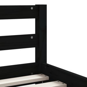 Рамка за детско легло с чекмеджета черна 90x200 см бор масив