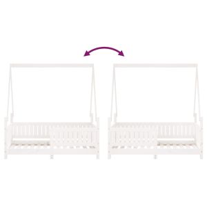 Рамка за детско легло, бяла, 70x140 см, бор масив