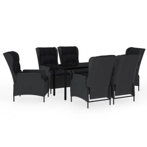 Градински трапезен комплект, 7 части, тъмносив