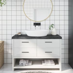 Плот за баня тъмнокафяв 120x40x(2-6)см обработено масивно дърво