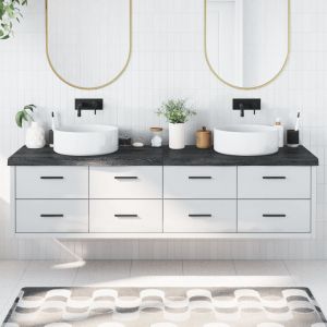 Плот за баня тъмнокафяв 200x60x(2-6)см обработено масивно дърво