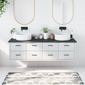 Плот за баня тъмнокафяв 180x60x(2-4)см обработено масивно дърво