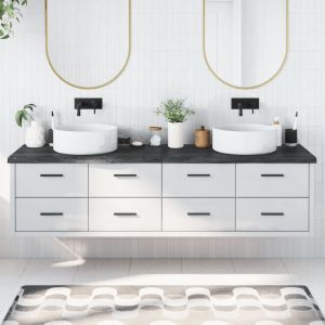 Плот за баня тъмнокафяв 200x60x(2-4)см обработено масивно дърво