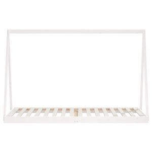 Рамка за детско легло бяла 90x200 см масивна борова дървесина