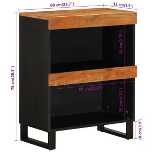 Страничен шкаф, 60x33x75 см, акациево дърво масив