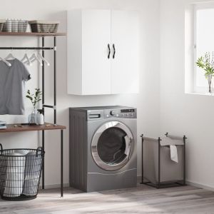 Стенен шкаф бял 69,5x34x90 см инженерно дърво