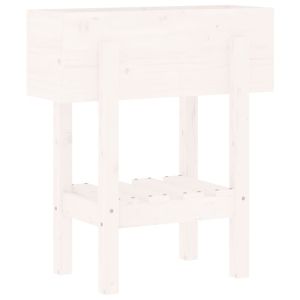 Градински сандък, бял, 62x30x69 см, бор масив