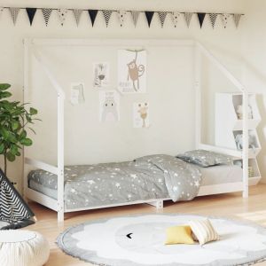 Рамка за детско легло бяла 80x200 см масивна чамова дървесина