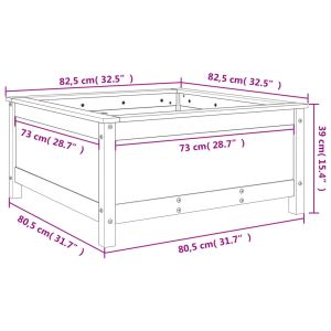 Градинска кашпа, меденокафява, 82,5x82,5x39 см, бор масив