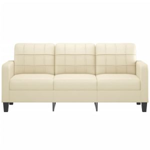 3-местен диван, кремав, 180 см, изкуствена кожа