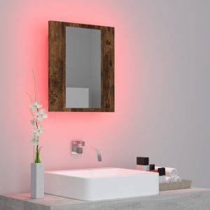 LED шкаф за баня огледало опушен дъб 40x12x45см инженерно дърво