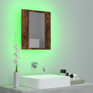 LED шкаф за баня огледало опушен дъб 40x12x45см инженерно дърво