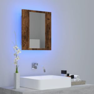 LED шкаф за баня огледало опушен дъб 40x12x45см инженерно дърво