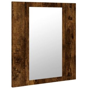 LED шкаф за баня огледало опушен дъб 40x12x45см инженерно дърво