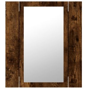 LED шкаф за баня огледало опушен дъб 40x12x45см инженерно дърво