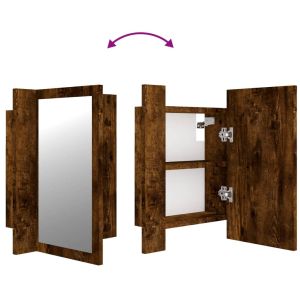 LED шкаф за баня огледало опушен дъб 40x12x45см инженерно дърво