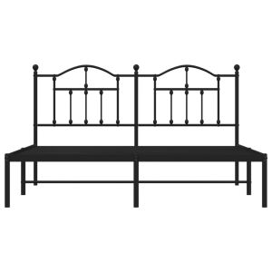 Метална рамка за легло с горна табла, черна, 183x213 см