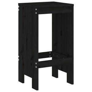 Бар табуретки 2 бр черни 40x36x75 см борово дърво масив
