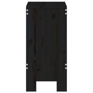Бар табуретки 2 бр черни 40x36x75 см борово дърво масив