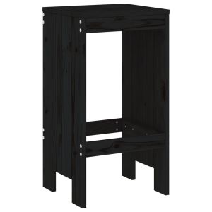 Бар табуретки 2 бр черни 40x36x75 см борово дърво масив