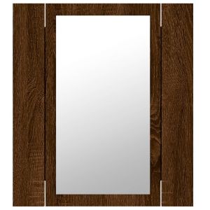 LED шкаф за баня огледало кафяв дъб 40x12x45 см инженерно дърво