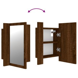 LED шкаф за баня огледало кафяв дъб 40x12x45 см инженерно дърво