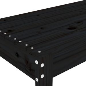 Градинска пейка, черна, 80x38x45 см, борово дърво масив