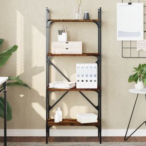 Библиотека 4 рафта опушен дъб 56x31,5x138,5 см инженерно дърво