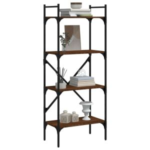 Библиотека 4 рафта кафяв дъб 56x31,5x138,5 см инженерно дърво