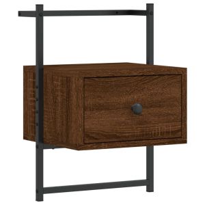 Нощно шкафче стенно 2 бр кафяв дъб 35x30x51 см инженерно дърво