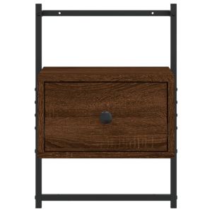 Нощно шкафче стенно 2 бр кафяв дъб 35x30x51 см инженерно дърво