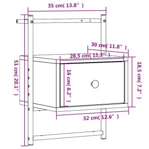 Нощно шкафче стенно 2 бр кафяв дъб 35x30x51 см инженерно дърво