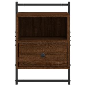 Нощно шкафче стенно кафяв дъб 40x30x61 см инженерно дърво