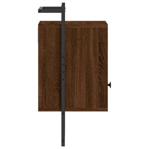 Нощно шкафче стенно кафяв дъб 40x30x61 см инженерно дърво
