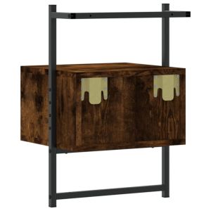 Нощно шкафче стенно опушен дъб 35x30x51 см инженерно дърво