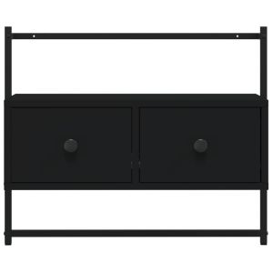 ТВ шкаф, стенен монтаж, черен, 60,5x30x51 см, инженерно дърво