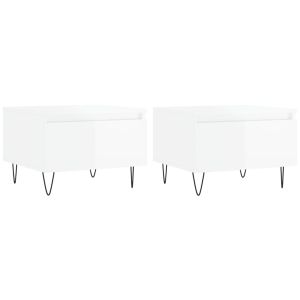 Маси за кафе, 2 бр, бял гланц, 50x46x35 см, инженерно дърво