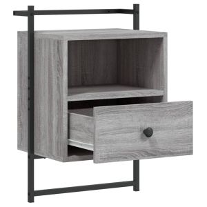 Нощно шкафче стенно 2 бр сив сонома 40x30x61 см инженерно дърво