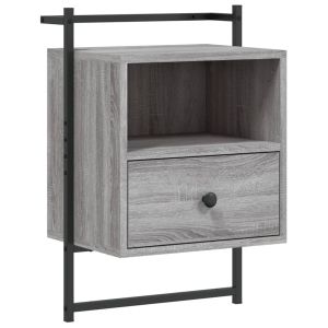 Нощно шкафче стенно 2 бр сив сонома 40x30x61 см инженерно дърво