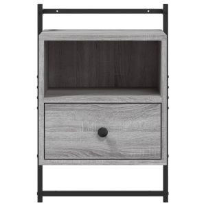 Нощно шкафче стенно 2 бр сив сонома 40x30x61 см инженерно дърво