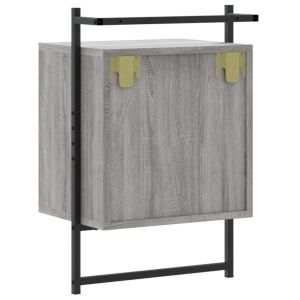 Нощно шкафче стенно 2 бр сив сонома 40x30x61 см инженерно дърво