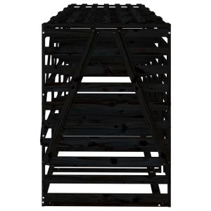 Четворен навес за съхранение на кофи за боклук черен бор масив