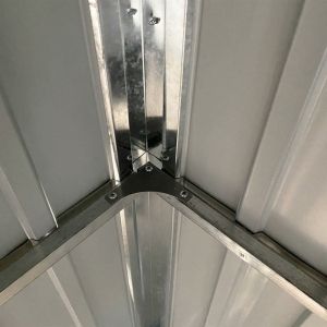 Градински навес с удължен покрив зелен 277x107x181 см стомана