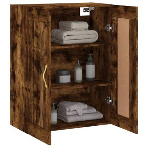 Стенен шкаф опушен дъб 69,5x34x90 см инженерно дърво